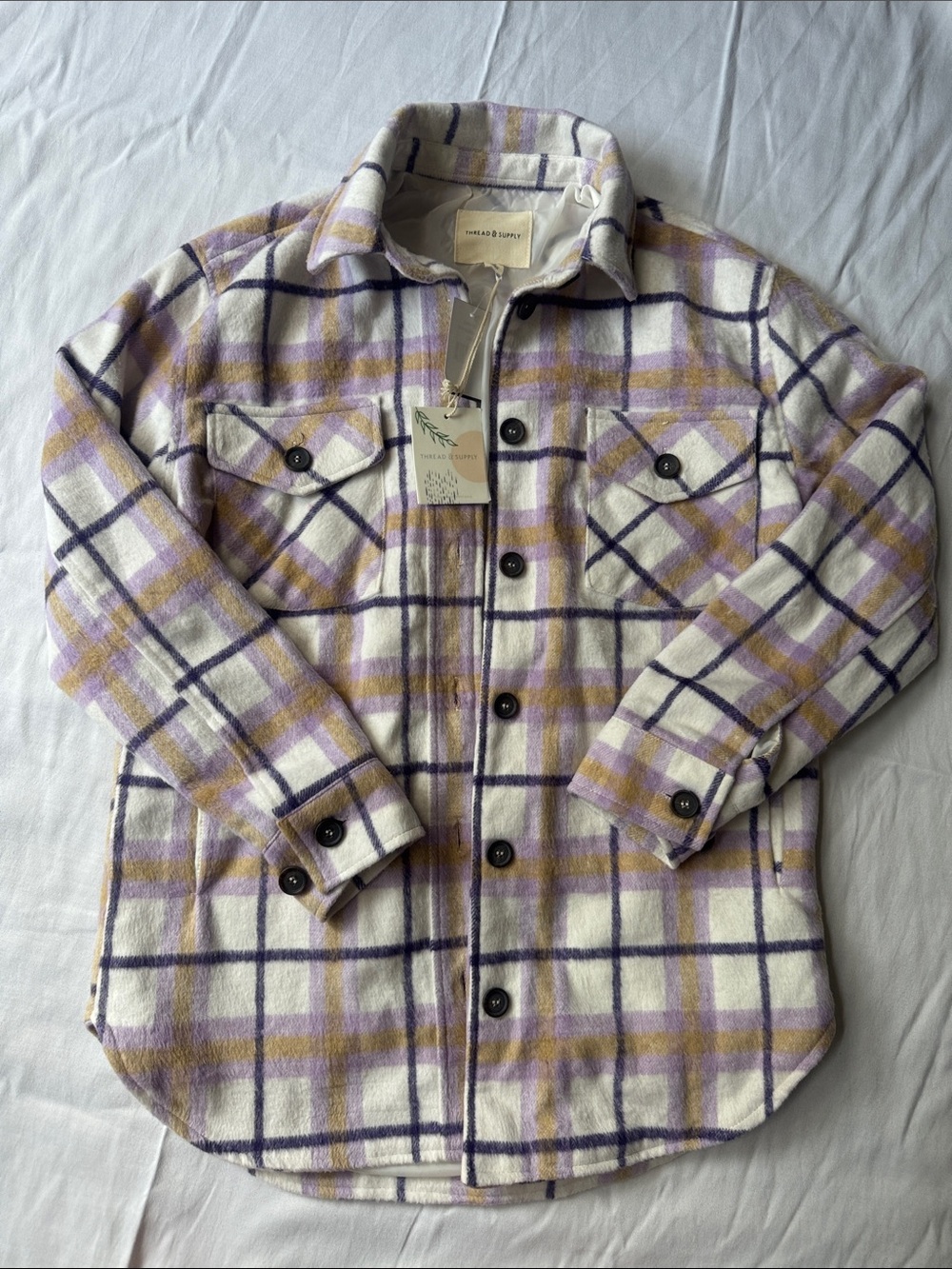 Thread & Supply Lavender and Mustard Plaid Shacket